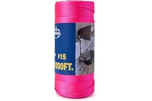 HONGDA Twisted Nylon Twine, #15 x 1000FT Mason Line String, Nylon Twine for Masonry Job, Trot Line, Decoy Line, Net Making and Mending, Workshop, Crafts, Gardening Fl.Pink