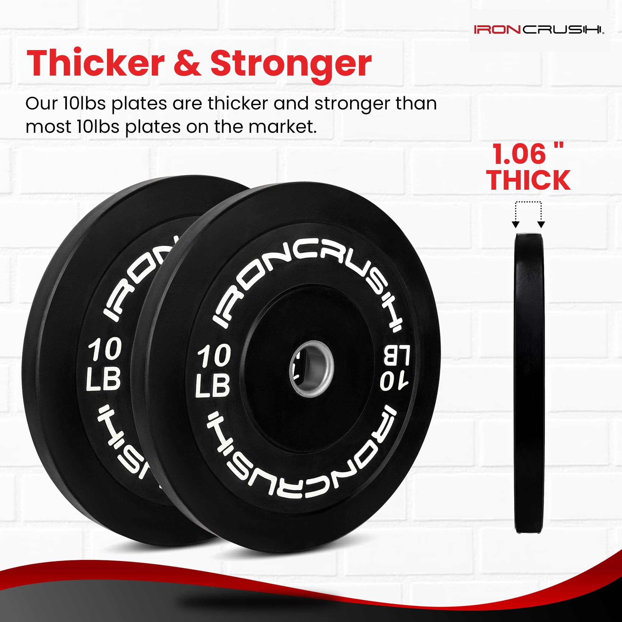 Iron Crush Olympic Bumper Plates Set Virgin Rubber Weights for