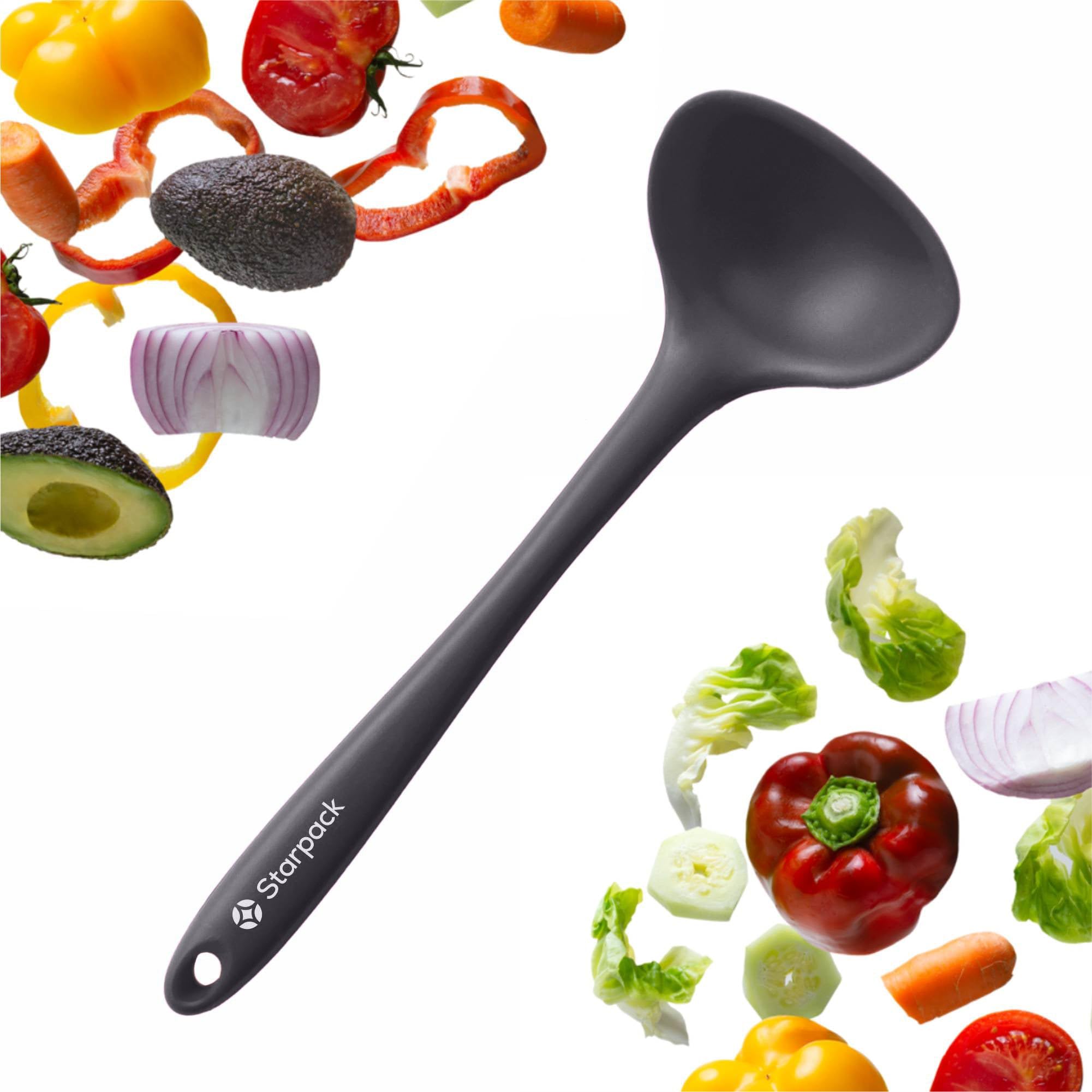 Starpack 'Ladle of Love' Premium Silicone Soup Ladle - High Heat Resistant to 600F - Non-Stick, LFGB Grade