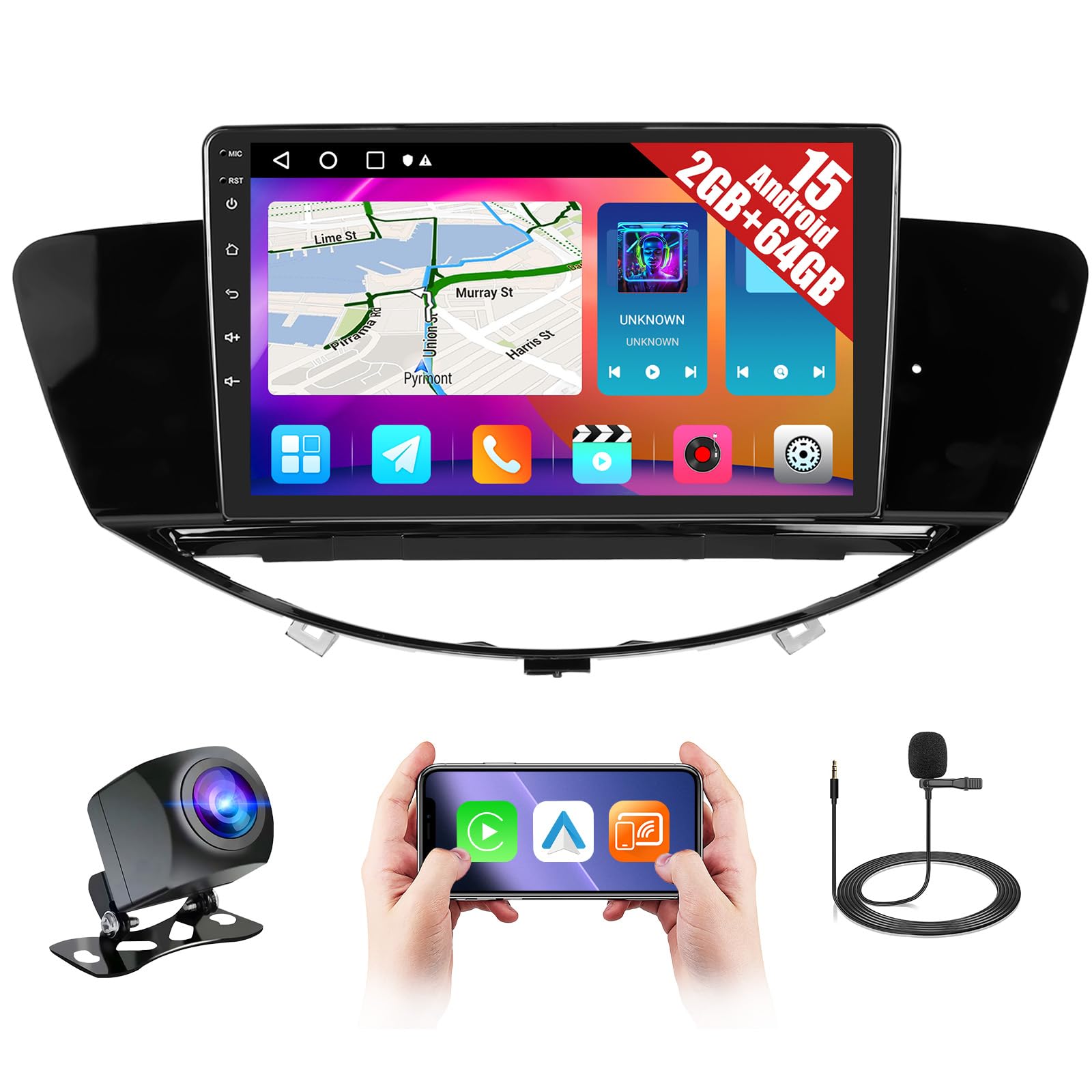 Photo 1 of 2+64GB Realdio Android 15 Car Stereo for Subaru Tribeca 2007-2011 (LHD) Wireless CarPlay Android Auto, 9" Touchscreen Car Radio for Tribeca with GPS WiFi Bluetooth FM/RDS EQ 26UI Backup Camera MIC
