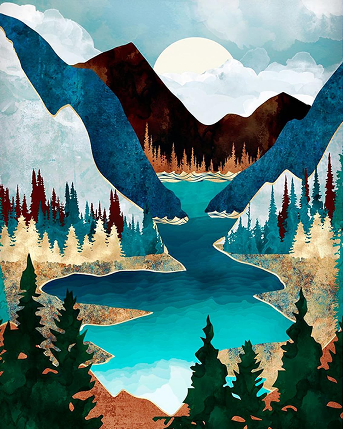 Paintings - TUMOVO Paint by Numbers for Adults Beginners Abstract Mountain Adult Paint by Number Kits on Canvas Lake Landscape Paint by Number for Adults Canvas Art Crafts for Adults Kids - 16