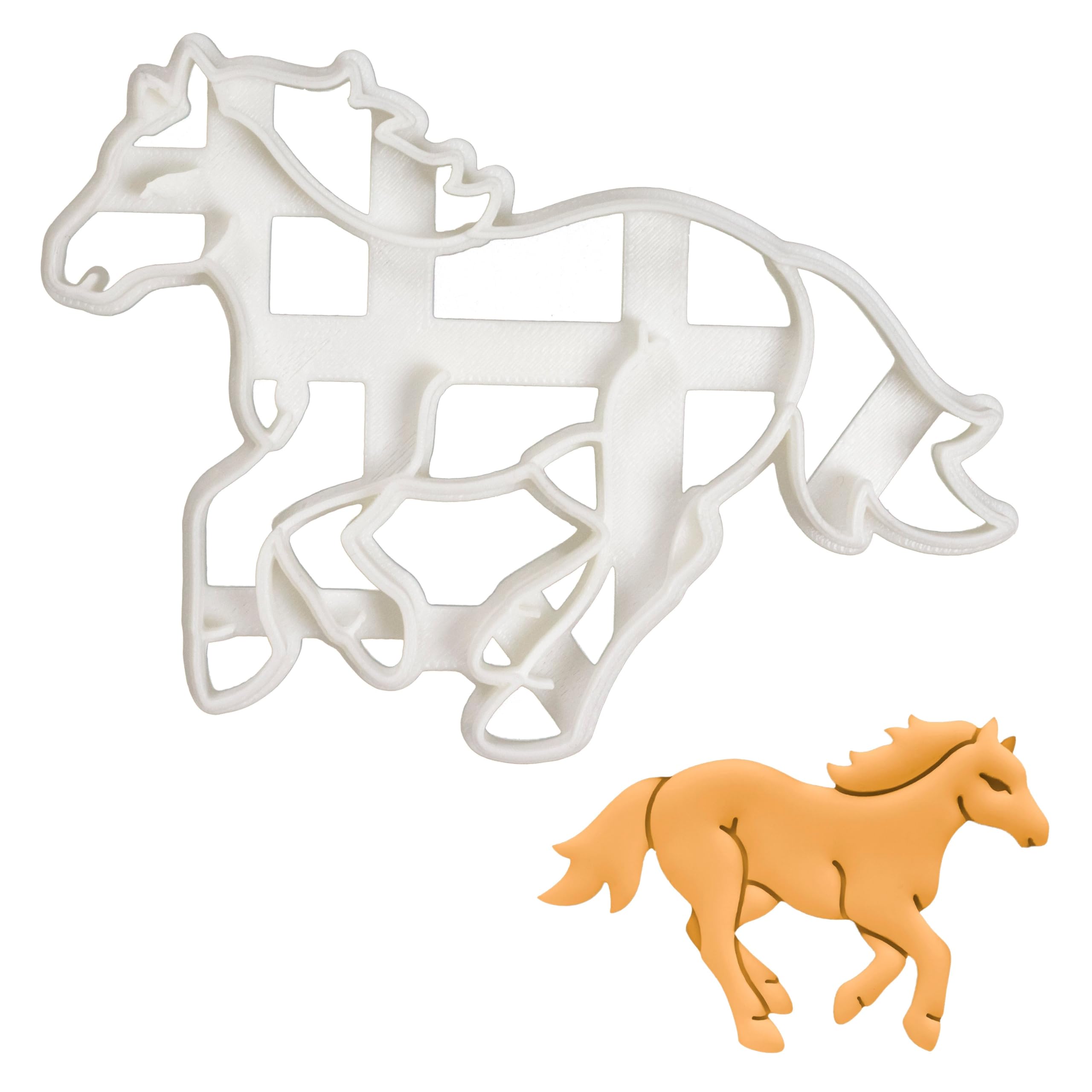 BAKERLOGY Horse Running Cookie Cutter - Detailed Biscuit Cutter Design for Baking and Crafts, Ideal on Fondant, Dough, Clay