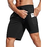CRZ YOGA Mens 2 in 1 Running Shorts 9" - Lined Quick Dry for Workout Gym Sports Basketball Athletic with Pockets
