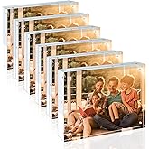 Egofine 8x10 Acrylic Frames 6 Pack, 20mm Thicker Frameless Clear Picture Frames, Double Sided Magnetic Picture Frames, Free Standing Desktop Display