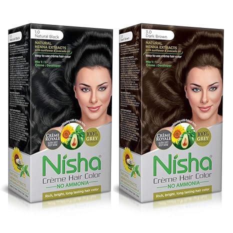 Buy Nisha Creme Hair Color Pack Of 2 Natural Black Dark Brown