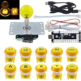 SJ@JX Arcade Game LED DIY Kit Mechanical Keyboard Switch Arcade LED Button LED Joystick Controller Zero Delay USB Encoder for PC MAME Retropie JAMMA