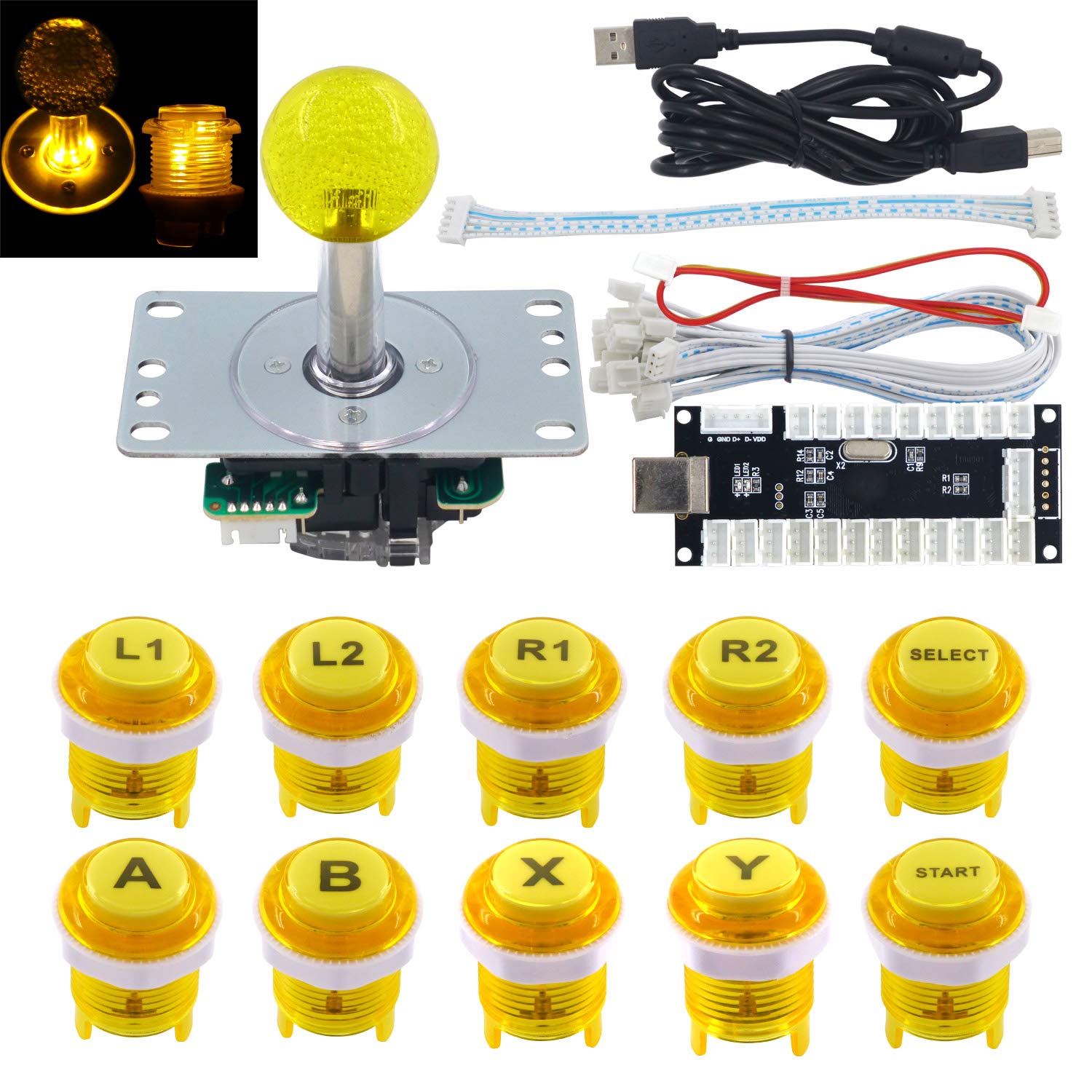 SJ@JX Arcade Game LED DIY Kit Mechanical Keyboard Switch Arcade LED Button Joystick Controller Zero Delay USB Encoder for PC MAME Retropie Jamma — image 1