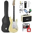 Donner 39-Inch Electric Guitar Starter Kit - Yellow, with Amp, Bag, Tuner, Capo, Strap, Strings, Cable, Picks