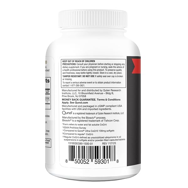 QUNOL COQ10 200MG SOFTGELS, ULTRA COQ10 – ULTRA HIGH ABSORPTION COENZYME Q10 SUPPLEMENTS – ANTIOXIDANT SUPPLEMENT FOR VASCULAR AND HEART HEALTH & ENERGY PRODUCTION, 90 COUNT