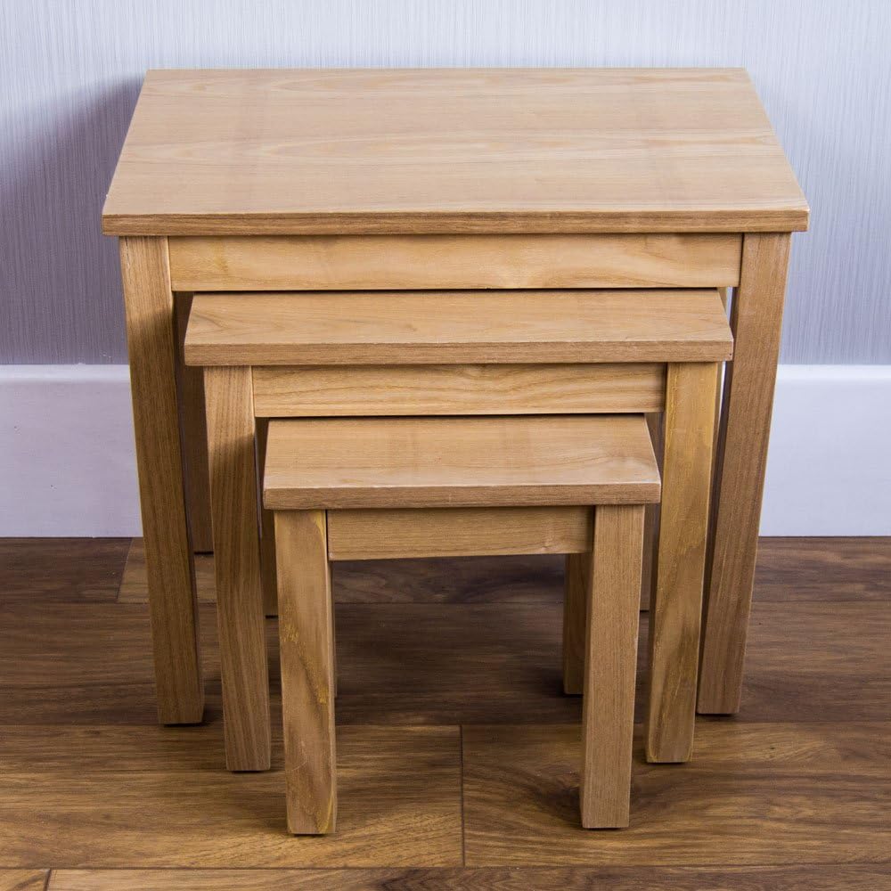 Vida Designs Oak Occasional Oakridge Nest Of Tables, Brown, 53.5 cm x 34.5 cm x 47 cm - Image 5