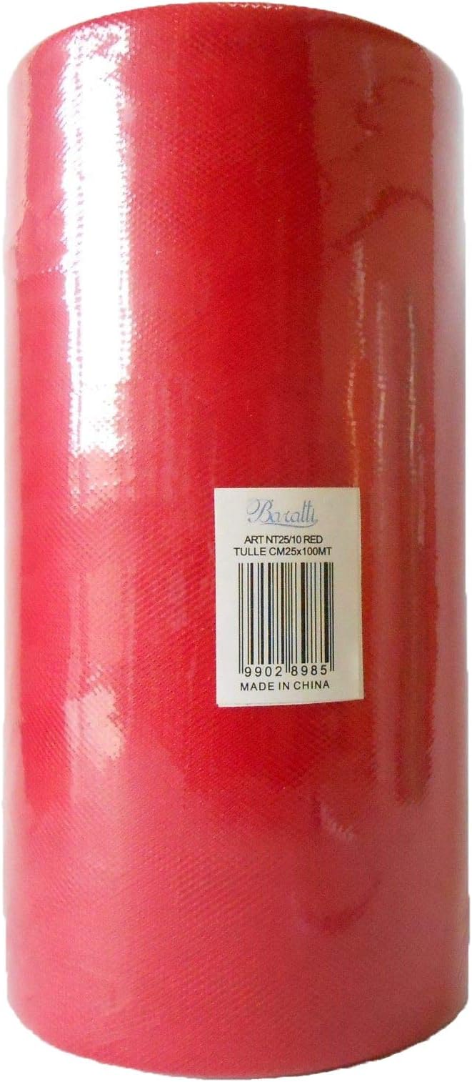 Baratti Tulle Roll H 25 cm x 100 m, Red