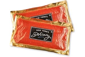 New York's Delicacy, Natural Smoked Salmon Nova - 2 x 1 Lb. [2 Lb.] - Most Awarded, Pre-Sliced, Fully Trimmed - Kosher, Gluten Free, High in Omega 3 - Processed in the US from fresh never frozen premium Atlantic Salmon fillets, hatched in the pristine waters of the Patagonia lakes and grown in the southern Pacific Ocean.…