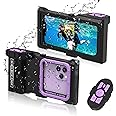 ShellBox Case Diving Case 3rd Gen for Samsung Galaxy/iPhone Series, Universal Phones [4.9-6.9 Inch], Snorkeling 15m/50ft,with Compass,Bluetooth-Controlled(Black-Purple)