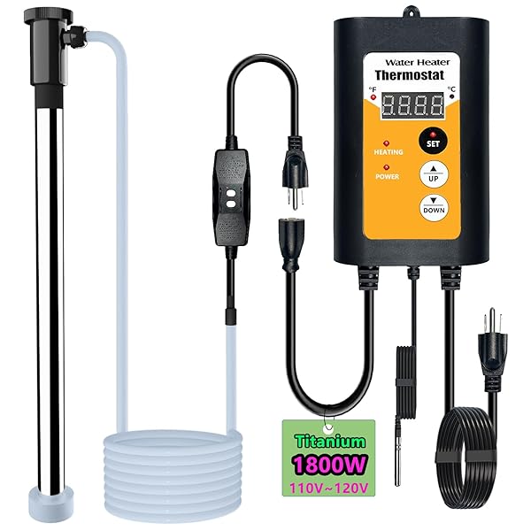 1500W TITANIUM PORTABLE HOT TUB HEATER WITH GFCI,SUBMERSIBLE BATH EXTRA IMMERSION HEATER WITH THERMOSTAT FOR BATHTUB, SMALL ABOVE GROUND POOLS, PORTABLE BAPTISTRY BAPTISMAL WATER HEATER