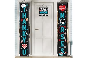 RAGNHILD Thank You Nurses Porch Banner Nurses Week Decorations Fabric Banner for Nurse Appreciation Nurse Day Rn Party Indoor Outdoor Office Decorations,12 * 71inch