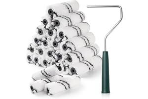 CoatPro Twools Microfiber Paint Roller Covers, 24 Pack Paint Roller 4 Inch (3/8 Inch Nap), Paint Roller Frame, Small Paint Rollers for Painting Walls, Home Improvement Paint Supplies