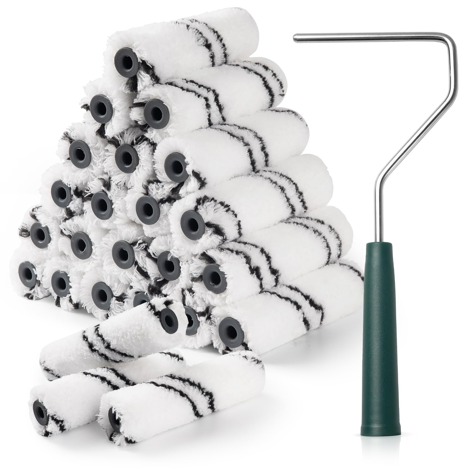 Photo 1 of CoatPro Twools Microfiber Paint Roller Covers, 24 Pack Paint Roller 4 Inch (3/8 Inch Nap), Paint Roller Frame, Small Paint Rollers for Painting Walls, Home Improvement Paint Supplies