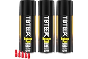 TBTeek Butane Fuel Refill, 180ml High Grade Butane Refill, Butane Fuel Canister for Universal Lighter, Torch Lighter, Kitchen Torch, Butane Torch (3 Can)