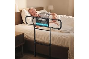 FORTEMOTUS Bed Rails for Elderly Adults Safety - Foldable Bed Side Rail, Adjustable Heights & Extendable Guard Bar Handrails for Seniors, Fits King, Queen, Full, Twin Bed for 10~16'' Mattress