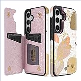 NNH Compatible with Samsung Galaxy S25 Wallet Case with RFID Blocking Card Slots Folio Flip PU Leather Kickstand Double Magnetic Clasp Design Cover for Galaxy S25(6.2 inch-Morandi Line Flower)