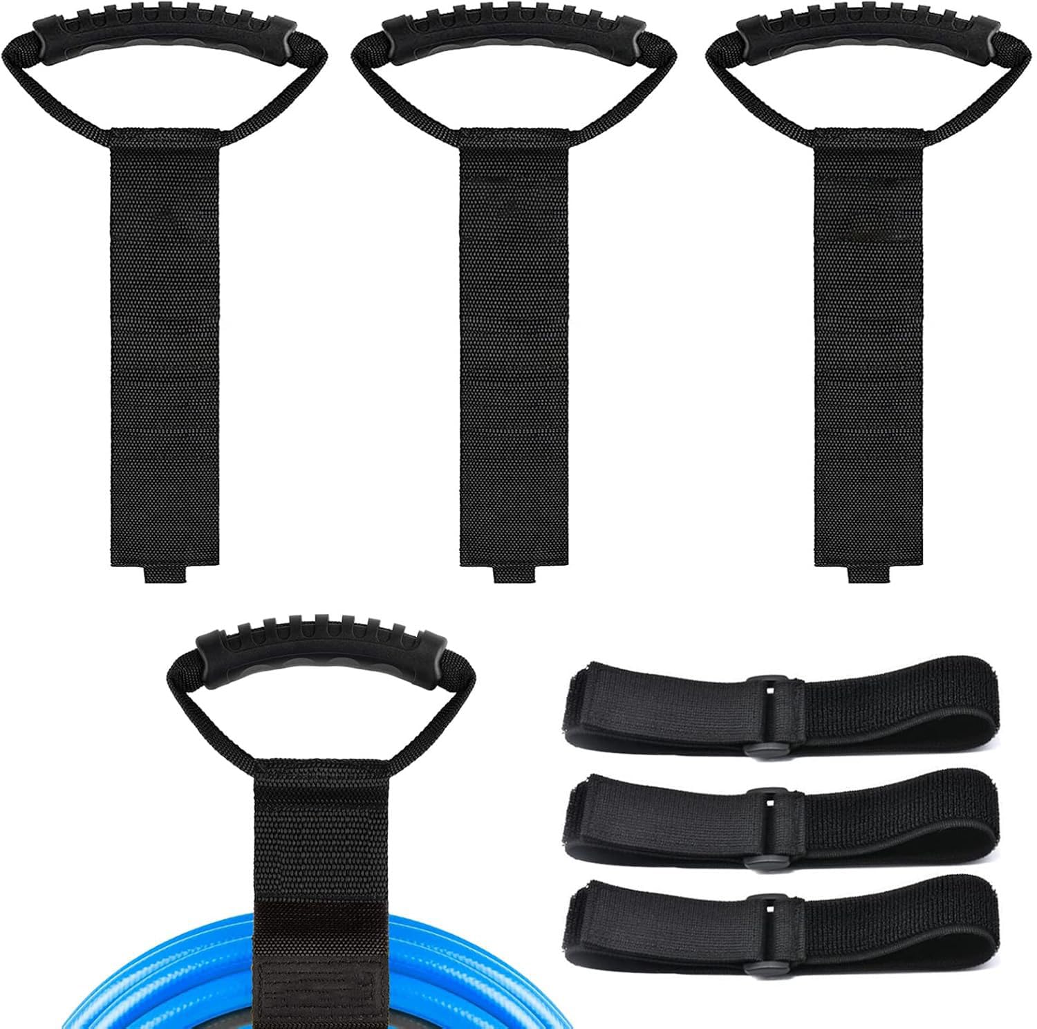 Heavy Duty Storage Straps with Handle, 3 Pieces 17 inch Garage Organization Extension Cord Organizer, Hook and Loop Organizer Hanger for Cords, Cables, Hoses, Rope, RV, Boat, Garage, Home