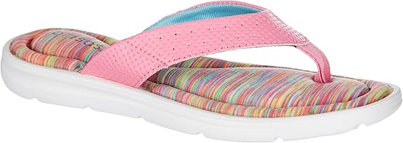 Amazon.com | Brisas Womens Zamora Cushioned Flip Flops 6 Pink multi | Shoes