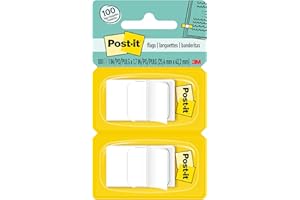 Post-it Flags, 50/Dispenser, 2 Dispensers/Pack, 1 in Wide, White (680-WE2)