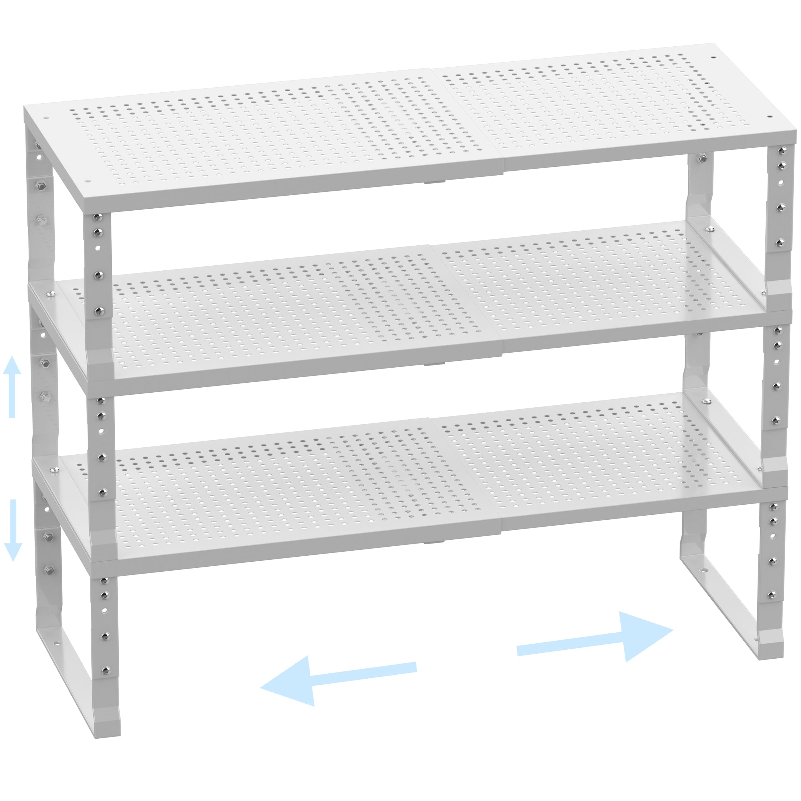 Photo 1 of Ipotive Cabinet Shelf,Expandable Adjustable Stackable Kitchen Organizer,for cabinets, Kitchens, countertops, bathrooms Shelf Organizer(3Packs/White,Large)