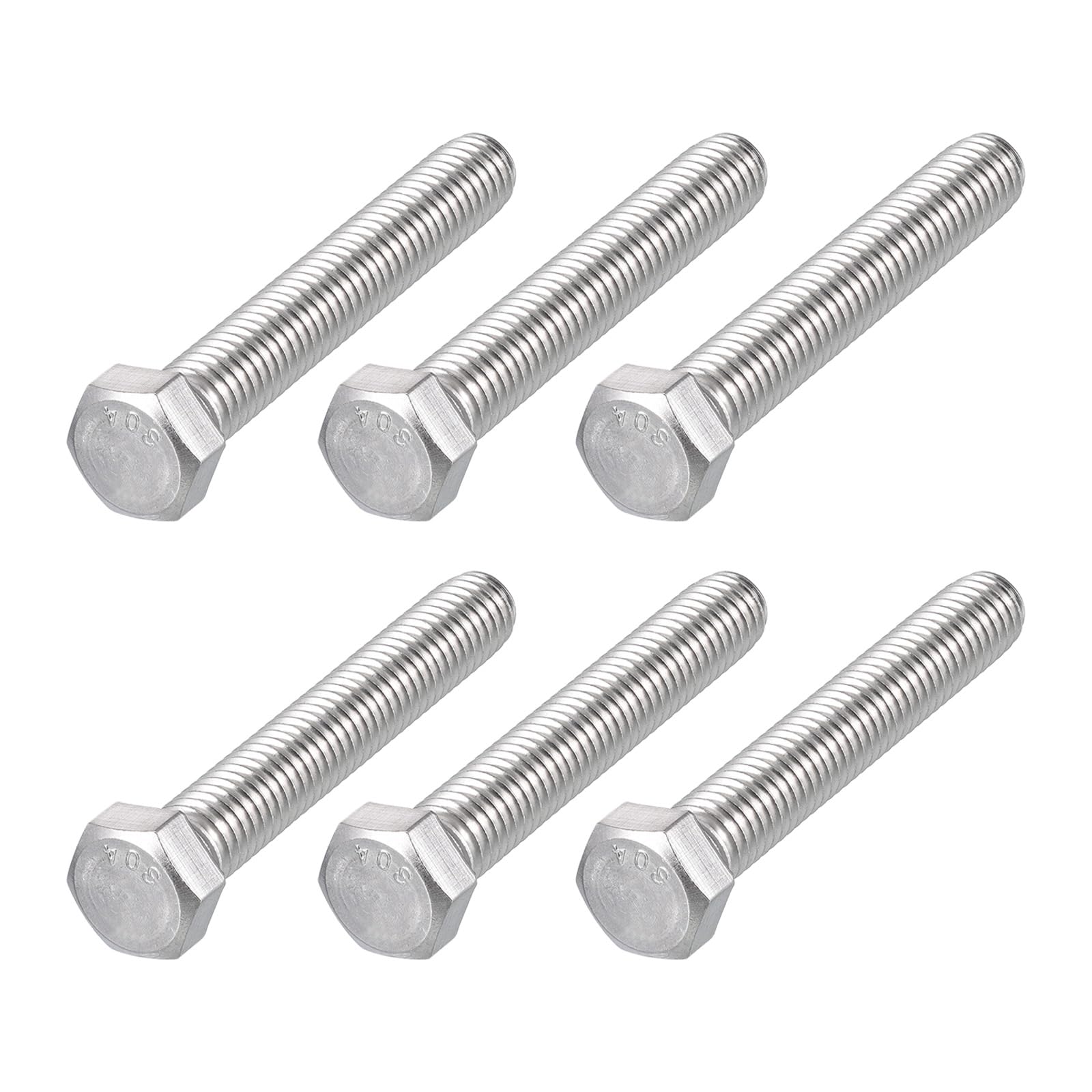 METALLIXITY Hex Head Bolts (7/16-14 x 3") 6Pcs, 304 Stainless Steel 18-8, Fully Threaded, External Hex Drive, Plain Finish, Hex Head Screw Bolt, Silver โ image 1