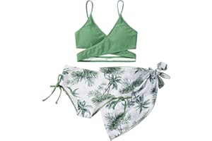 URMAGIC Girl's 3 Piece Bikini Swimsuits Printed Bathing Suit Adjustable Shoulder Straps with Cover Up