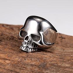 Stainless Steel Men's Cool Skull Head Solid Ring