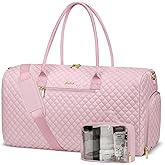 Weekender Travel Duffle Bag for Women: Overnight Bags with Shoe Compartment Carry on Bags for Airplanes with Toiletry Bag Hospital Bag Weekend Yoga Gym Bag with Wet Pocket Travel Duffel Tote Bag Pink
