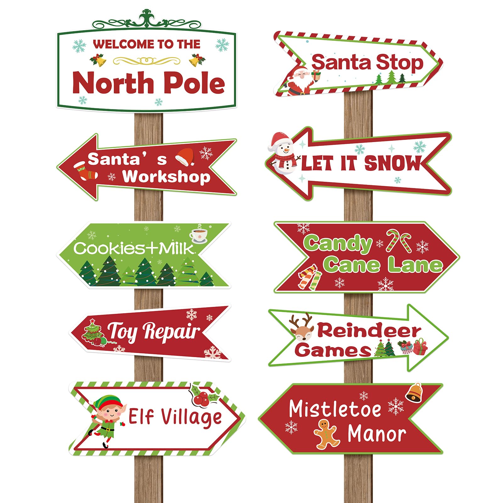 Hooqict 20 Pieces Christmas Decorations Welcome to North Pole Yard Signs for Christmas Holiday Party Decorations Outdoor Winter Front Yard Lawn Let It Snow Sign