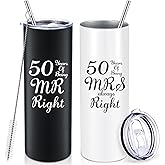 Patelai 2 Pieces Anniversary Wedding Gifts Anniversary Coffee Mug, Being Mr/mrs Always Right Gifts Set, 20 oz Mug Tumbler with Lids and Box 25th, 30th, 40th, 50th, 10th, 16th, 60th, 70th, 80th(50th)