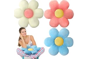 Sratte 3 Pcs Flower Pillows Flower Shaped Throw Pillow Cute Daisy Pillow Seating Cushions for Adults Home Bedroom Sofa Chair Couch Decor(Multicolored,20")