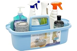 Goderewild Multi-Purpose Plastic Cleaning Caddy with Handle, Shower Caddy Organizer/Storage Basket/Totes Portable for Bathroom Supplies, Cleaning Products, Under Sink Tool, Housekeepers (Blue)