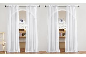 NICETOWN White Sheer Curtains 84 inches Long, Rod Pocket Chic Soft Voile Sheer Light Filtering Airy Window Treatments for Living Room/Bedroom, 4 Panels, White, W30 x L84