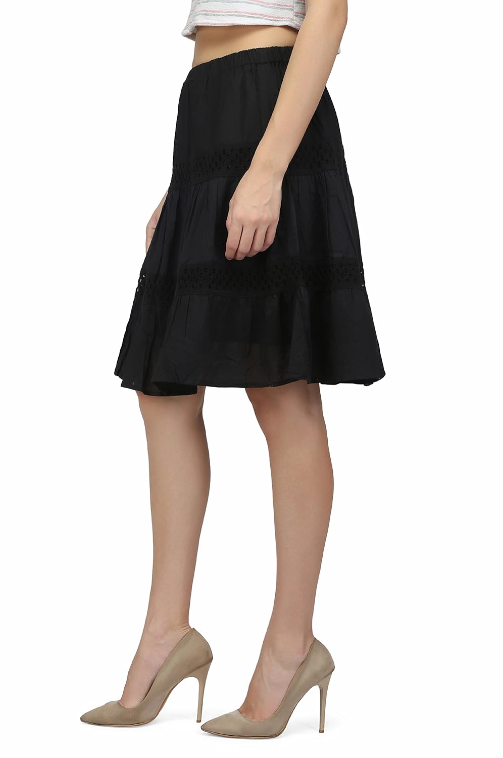 chantik womens cotton black skirt