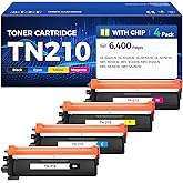TN210 Toner Cartridge Set 4-Pack with Chip Replacement for Brother TN210 TN-210 Compatible with MFC-9325CW MFC-9125CN HL-3070CW MFC-9320CW HL-3075CW MFC-9120CN (1 Black 1 Cyan 1 Magenta 1 Yelllow)