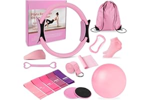 DOLZO Pilates Ring Set for Women – Home Pilates Equipment Kit with 12.5" Pilates Ring,Mini Ball,5 Resistance Bands, Sliders & Grip Socks – Complete Starter Set for Toning,Strength & Flexibility