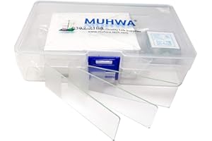 MUHWA 50PCS Blank Microscope Slides and 100PCS Square Cover Glass 22mmx22mm Coverslip (7105 Frosted)