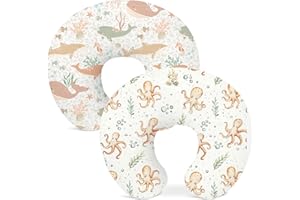 WOODIVILLE Nursing Pillow Covers 2 Pack, Breastfeeding Pillow Slipcovers Soft and Stretchy, Nursing Covers for Baby Girls Boys Newborn