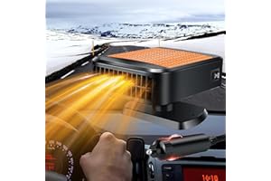 LILITUAN Car Heater,12V 200W Car Heaters for Vehicle,2-in-1 Fast Heating Windshield Defroster,Portable Car Heater that Plugs into Cigarette Lighter,360° Rotatable (Orange)