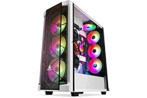 Segotep T1 White Full-Tower E-ATX Gaming PC Case, Graphics Card Vertical Mounting w/Tempered Glass Side Panel, USB 3.0 Type-C