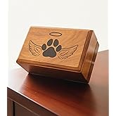 Wooden Urn -paw with Angel Wing-Pet Urns for Dogs Ashes-Decorative Wooden Pet Urns for Ashes - Rosewood Cremation Urns for Dogs-Pet Urns for Cats-Wooden Box (Rosewood)