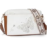 KITEVIUN Crossbody Bags for Women, Vegan Leather Small Crossbody Purse Butterfly Shoulder Handbags with Wide Strap