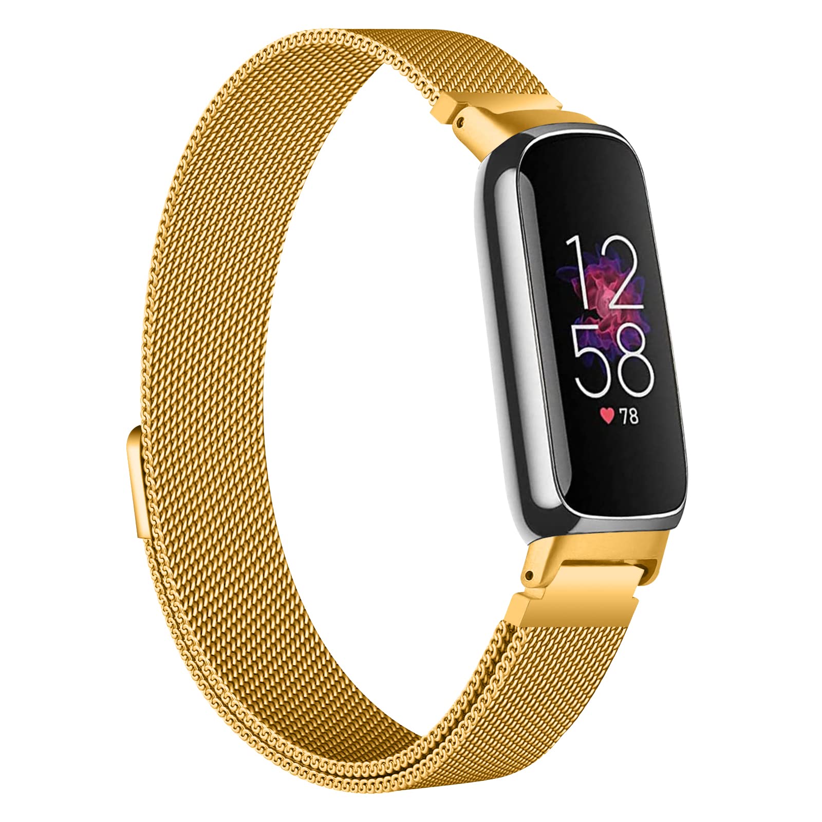 Gimuk Strap Compatible with Fitbit Inspire 3, Adjustable Stainless Steel Loop Metal Mesh Magnetic Replacement Wristband for Fitbit Inspire 3 Fitness Tracker, Small Large
