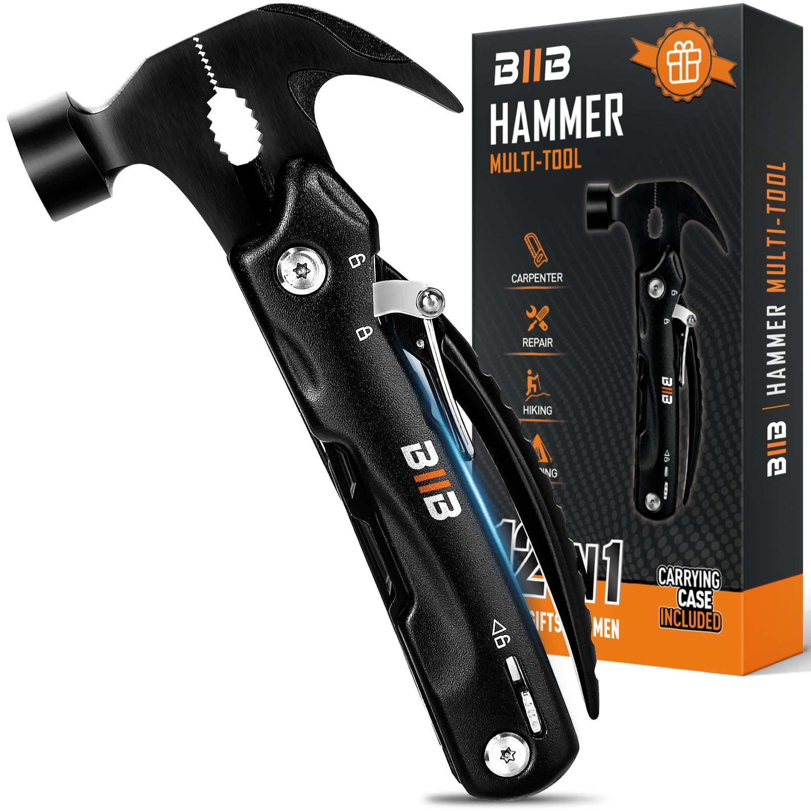 BIIB Gifts for Men, Easter Gifts for Adults, Multi Tool Mens Gifts for Dad, Birthday Gifts for Men Who Have Everything, Dad Gifts Camping Accessories, Hand Tools 12 in 1 Camping Essentials