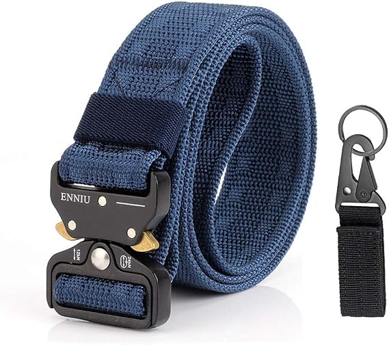 Cintura tattica da uomo, resistente, regolabile, in nylon militare, con fibbia in metallo a sgancio rapido, 125 x 3,8 cm (1 pezzo, multicolore), cachi, 49.2in x 1.5in