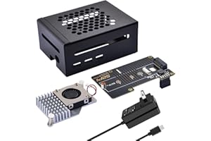 GeeekPi Metal Case for Raspberry Pi 5, with Pi 5 Official Active Cooler, N04 M.2 NVMe SSD PCIe Peripheral Board and 27W USB C